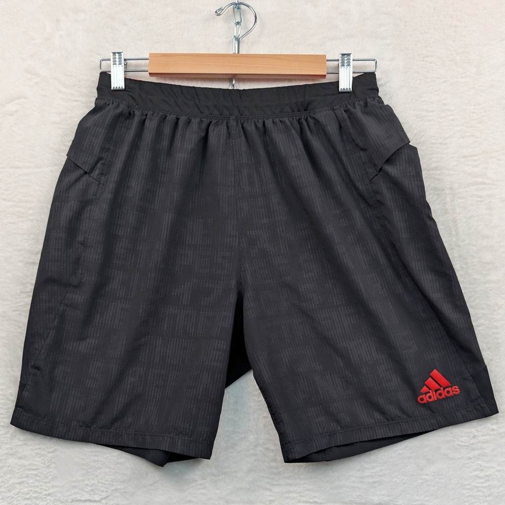 Adidas Shorts Men's Medium Black Red Accent Climalite Retro Athletic Gym Running